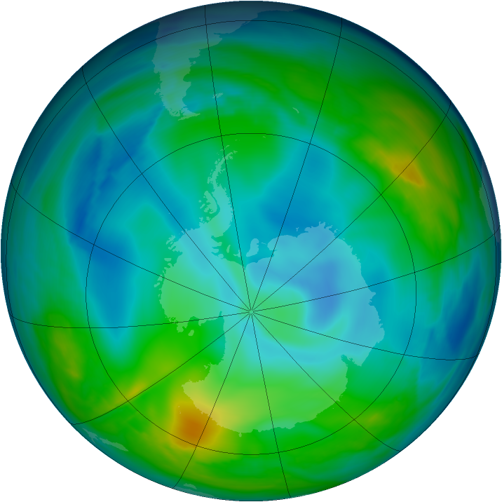 Antarctic ozone map for 06 June 2005